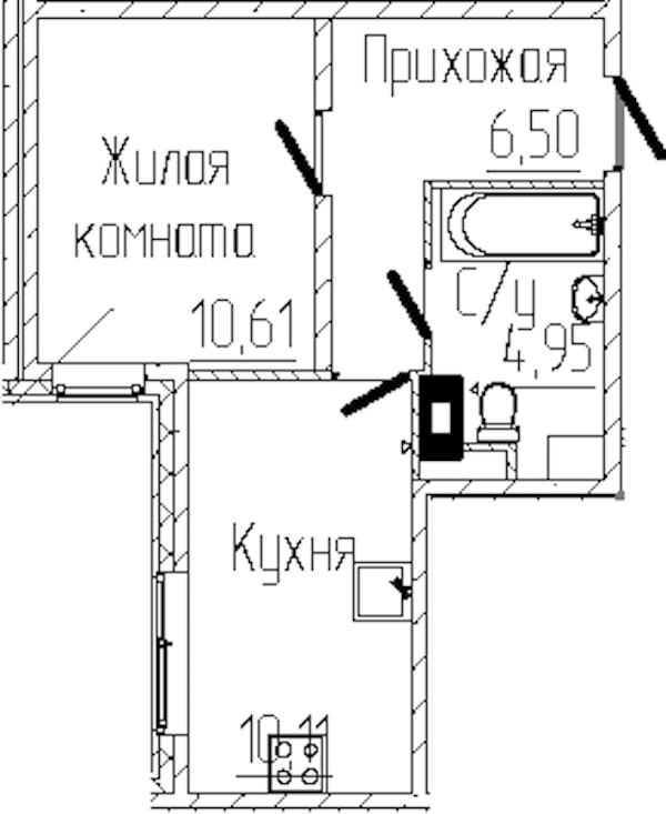 1-комнатная квартира 32.17 м², 5/8 эт., ЖК «SERTOLOVO PARK»